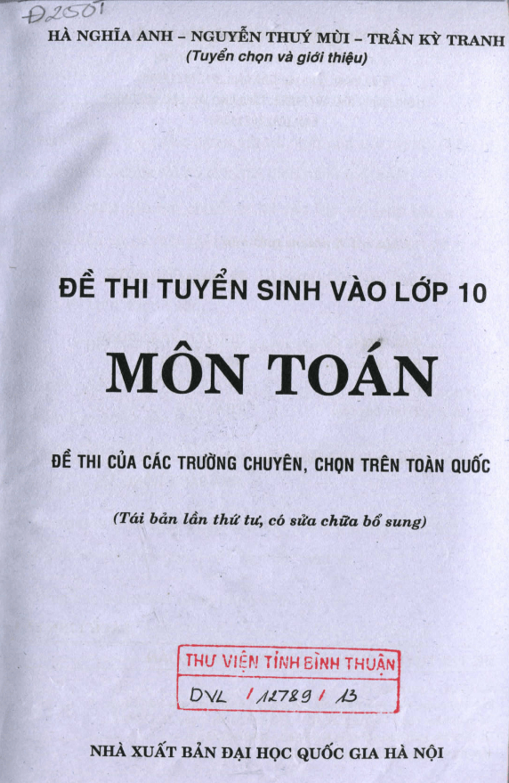 Đề thi tuyển sinh vào môn Toán của các trường chuyên, chọn trên toàn quốc