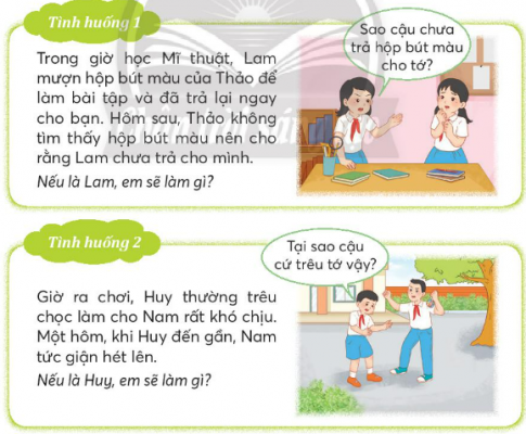 Thảo luận cách giải quyết vấn đề trong các tình huống sau.